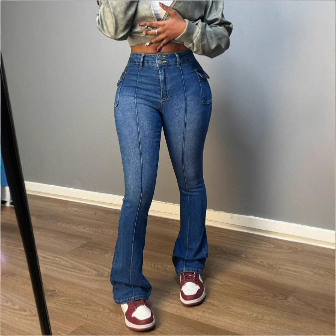 Women's high-waisted flare jeans with vertical seam & figure-flattering fit Amarae