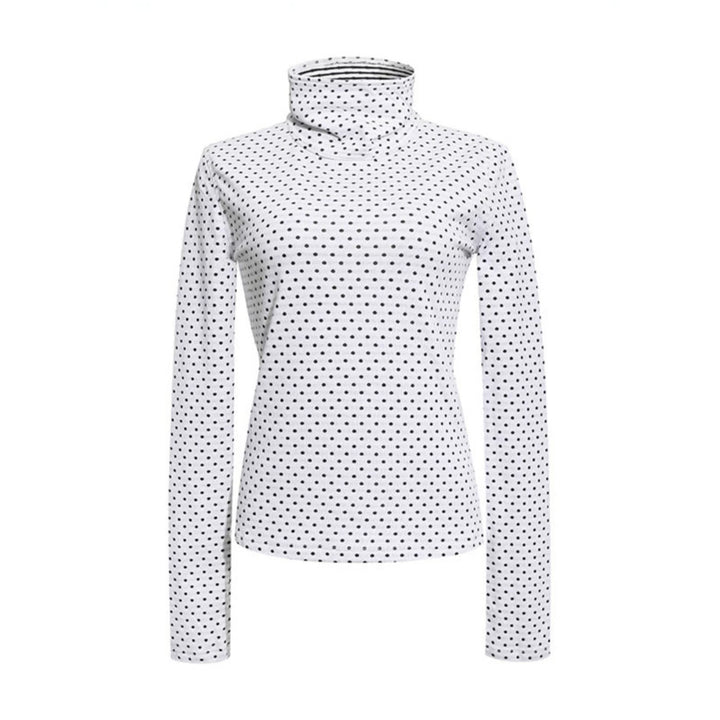 Women's roll-neck fine-knit shirt with polka dot pattern and elastic jersey Amarae