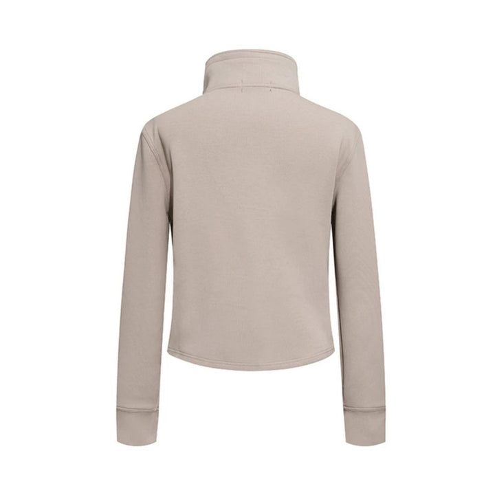 Ladies Short Wool Look Military Jacket with Standing Collar and Asymmetric Button Placket Amarae