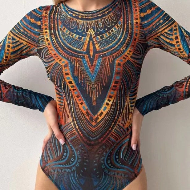 Sporty one-piece swimsuit for women with long sleeves Lune London