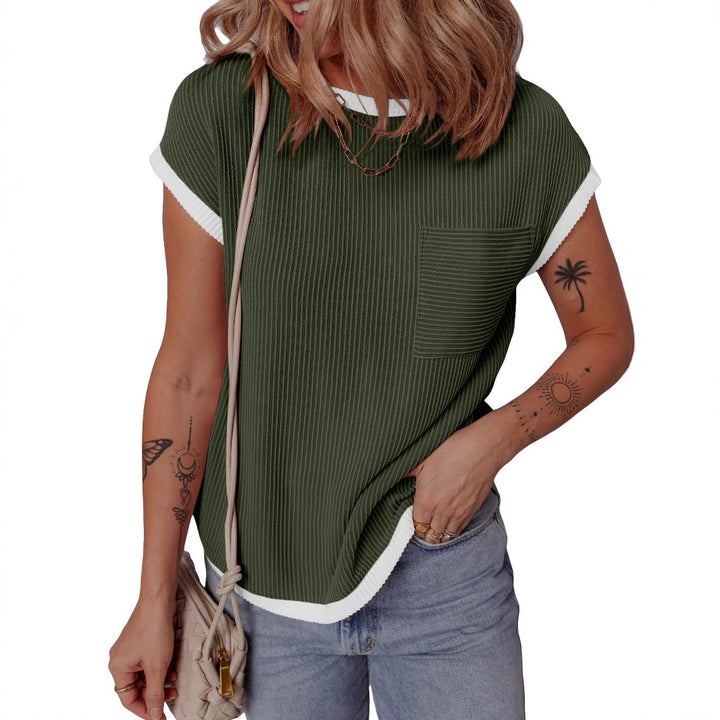 Boxy textured T-shirt for women with pocket Lune London