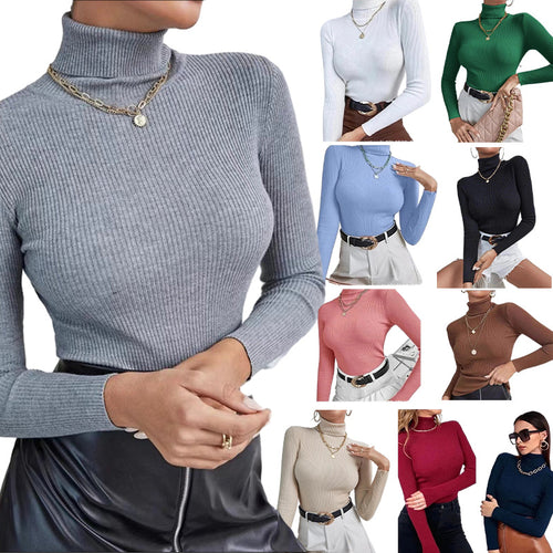 Top à col roulé à manches longues pour femmes en ribbed de haute qualité Chic & Stil