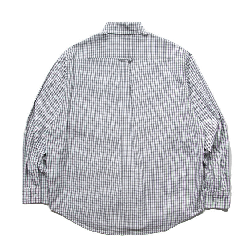 Men's Oversized Checked Shirt in Boxy Cut with Button-Down Collar and Curved Hem Amarae