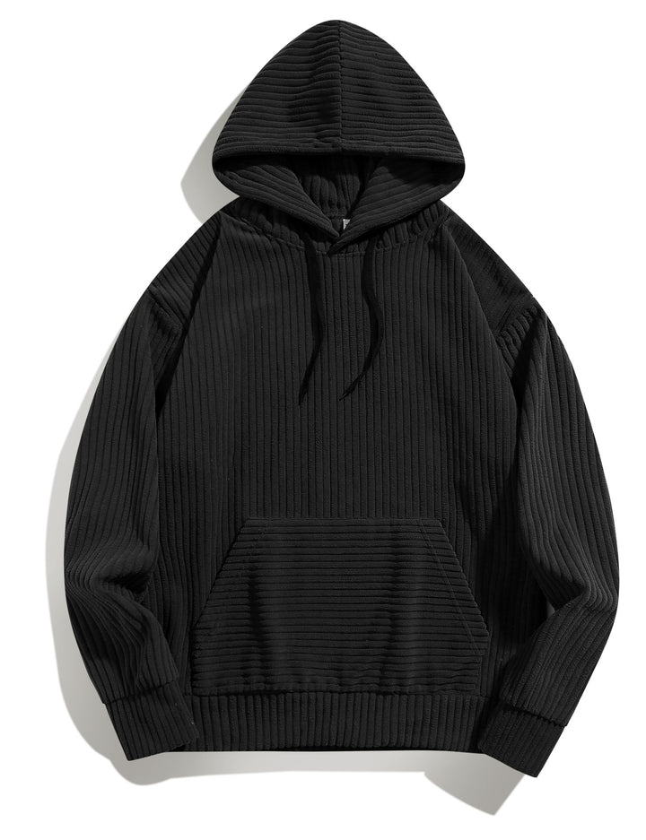 Cozy hooded sweater for men with ribbed structure and practical kangaroo pocket Lune London