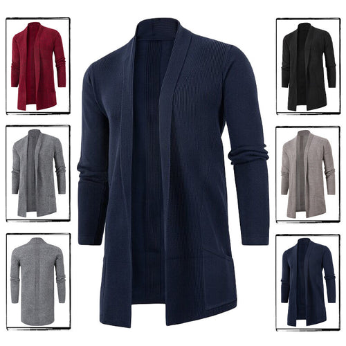 Men's knitted coat with open cut and practical pockets Amarae