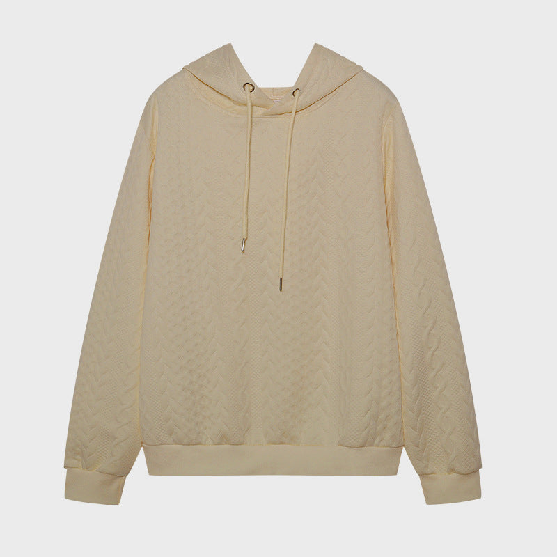 Casual knitted sweater for women with hood and textured design Amarae