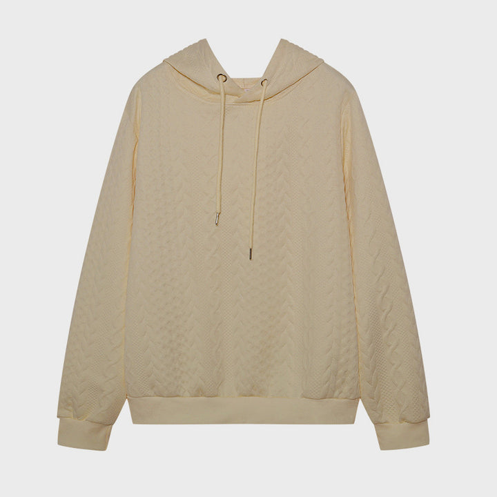 Casual knitted sweater for women with hood and textured design Amarae