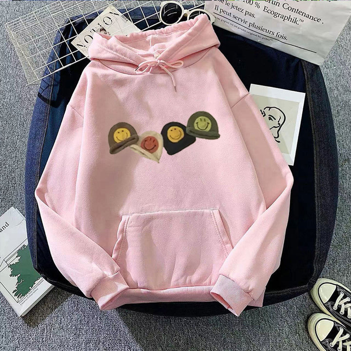 Women’s Hooded Sweatshirt with Playful Smiley Design Chic & Stil