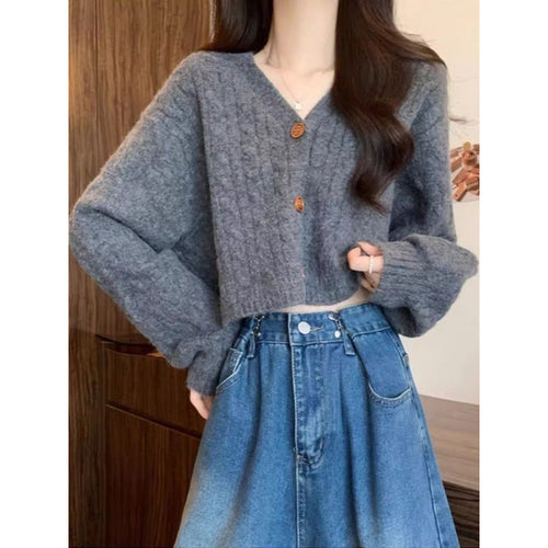 Cardigan en tricot épais pour femmes avec détails de boutons et décolleté en V profond Chic & Stil