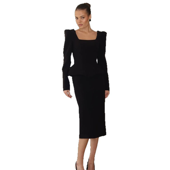 Women's Tailored Corset Blazer Top with Square Neckline, Peplum and Emphasized Shoulders Amarae