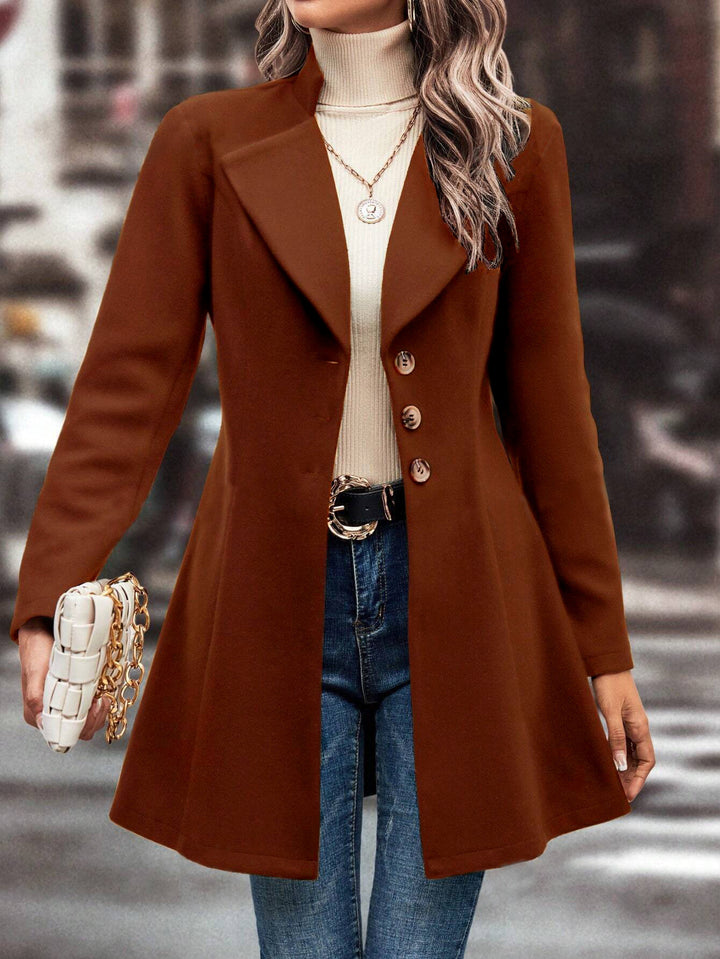 Ladies Elegant Long Chic Wool Jacket