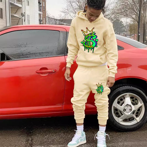 Men's hoodie and jogger set with creative dollar pattern Amarae