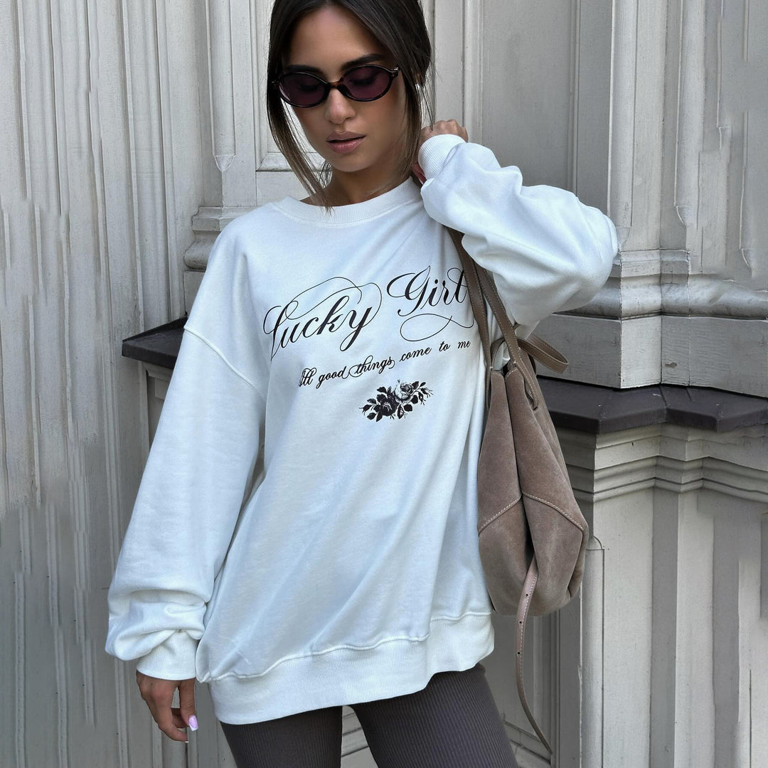 Casual sweatshirt for women with elegant inscription Lune London