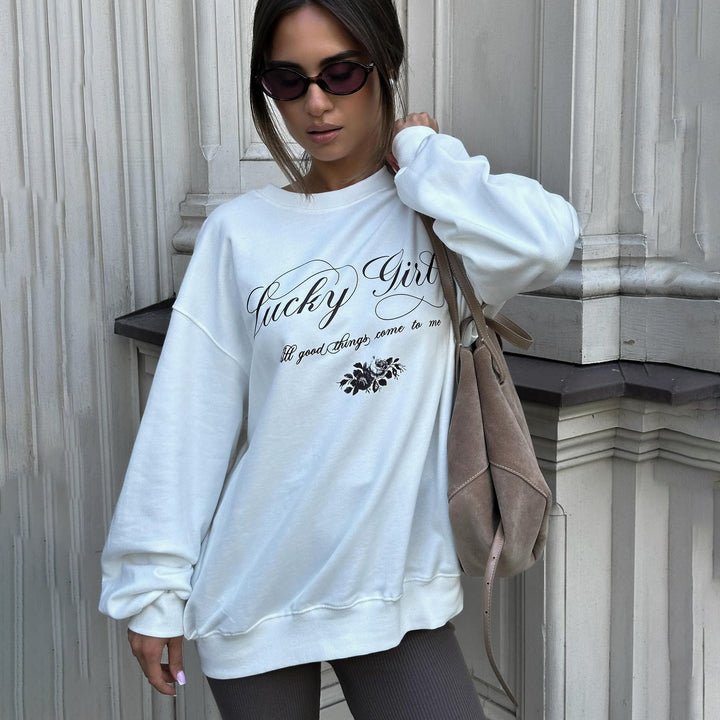 Casual sweatshirt for women with elegant inscription Lune London