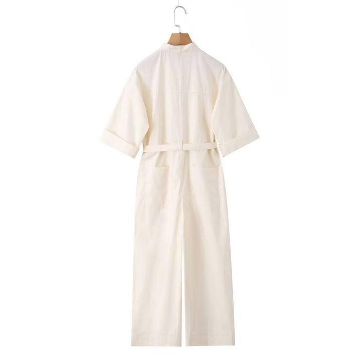 Women’s overall with bow collar, waistband and wide legs Amarae