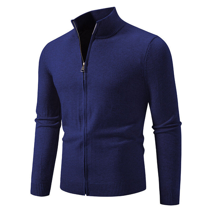 Men's Cardigan with Modern Stand-Up Collar and Functional Zipper Lune London
