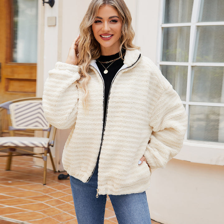 Fleece jacket for women with high collar and zipper Amarae