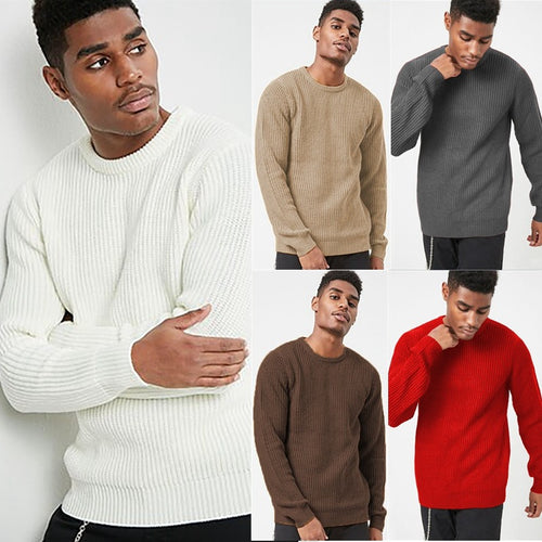 Raw knit sweater for men with textured pattern and round neck Chic and Style