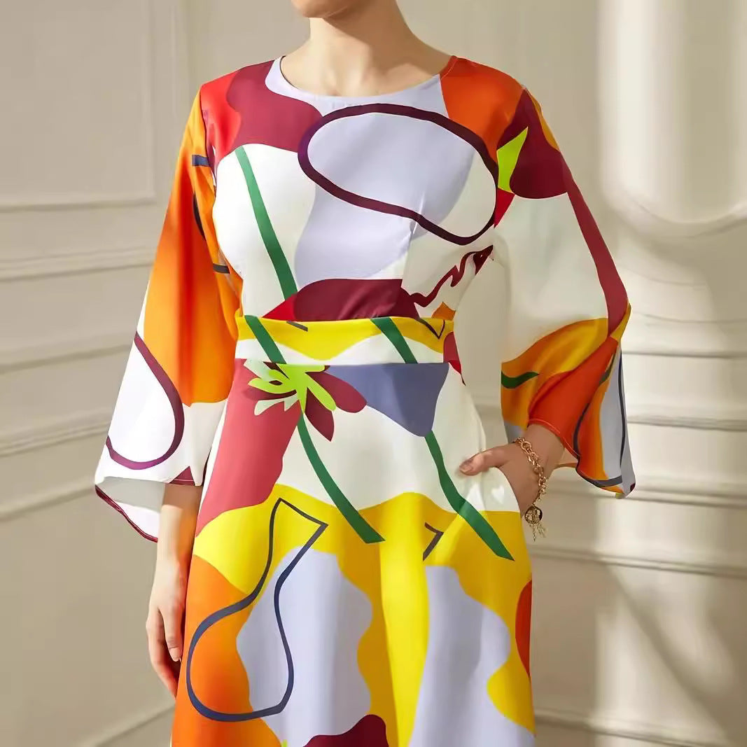 Ladies beautiful maxi dress with modern abstract patterns Lune London