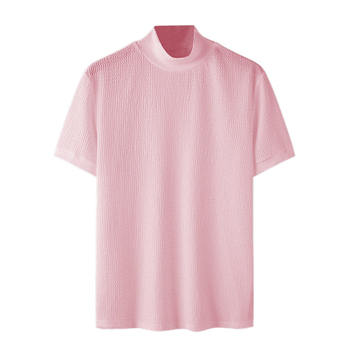 Short sleeve men's t-shirt with a modern structured design and high collar Lune London