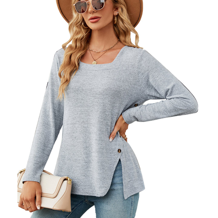 Casual long sleeve top for women with asymmetrical hem Lune London