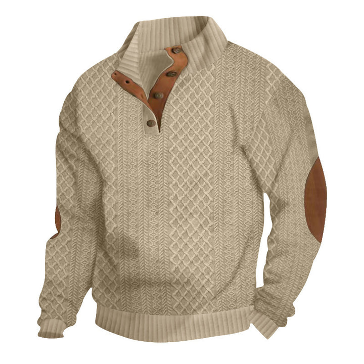 Casual knitted sweater for women with structured collar and leather applications Lune London