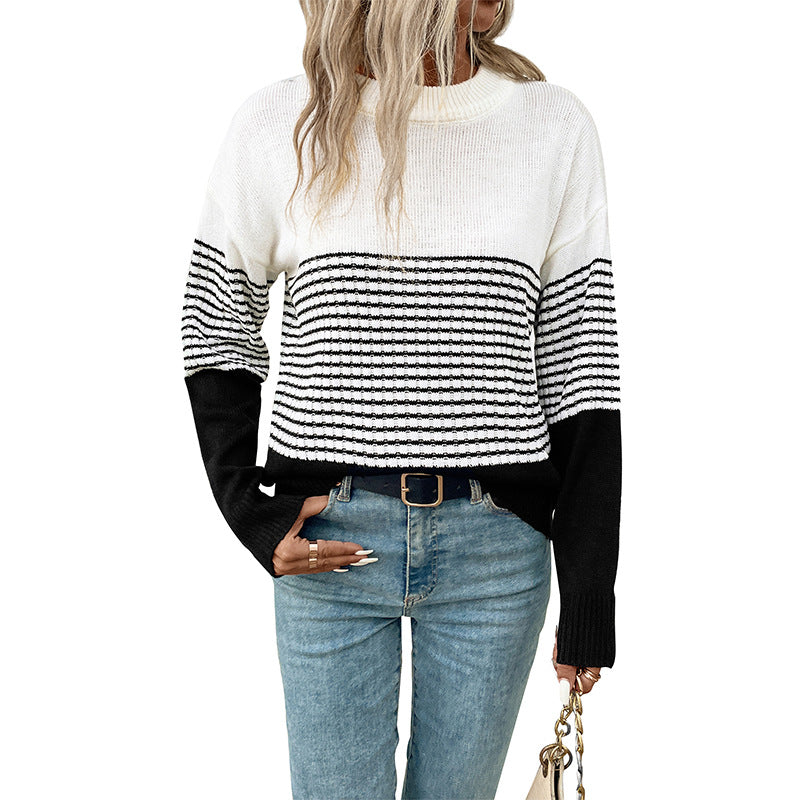 Knitted sweater for women with modern stripes Lune London