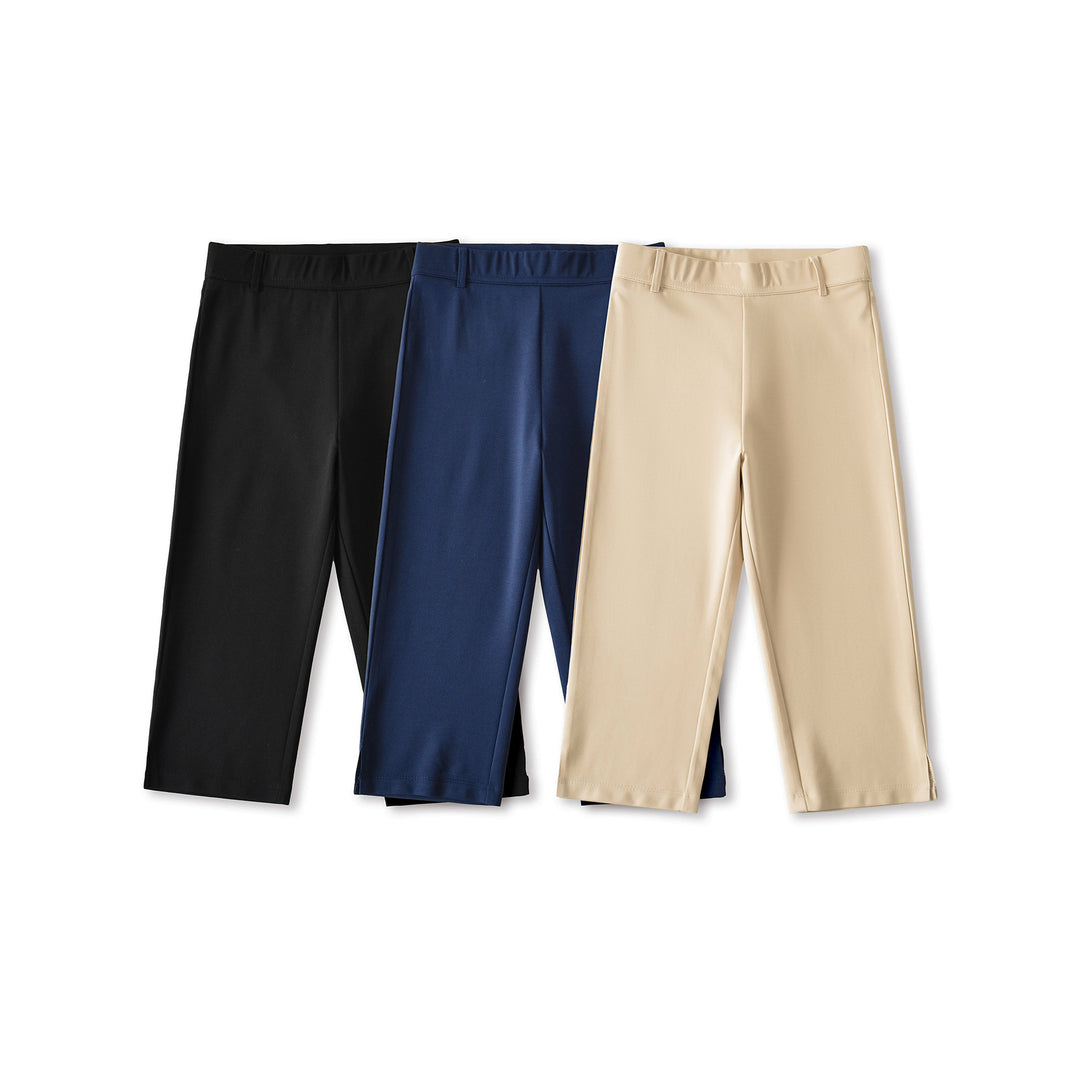 Women's high-waisted capri stretch pants with a slim silhouette and leg slit Amarae