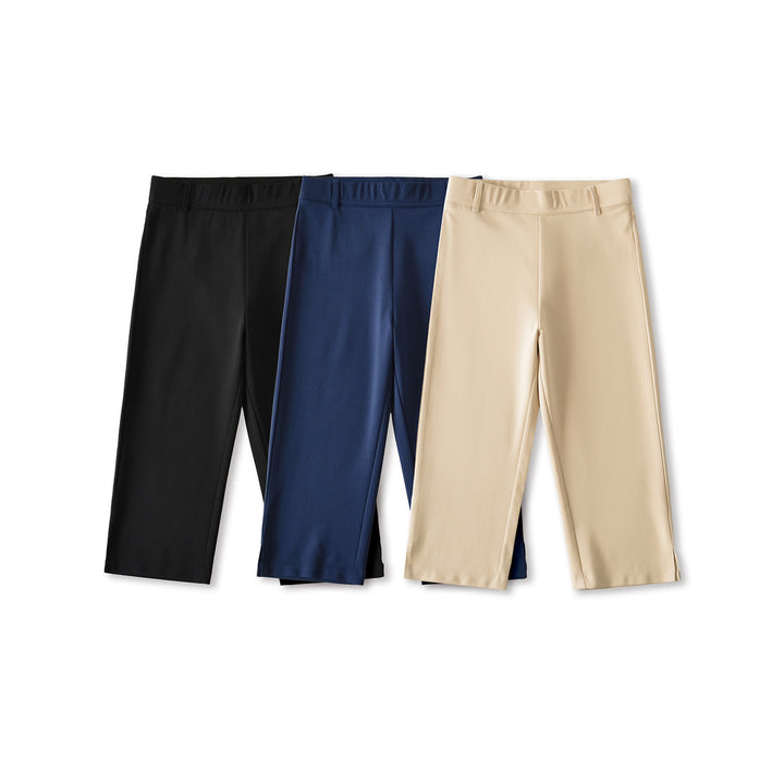 Women's high-waisted capri stretch pants with a slim silhouette and leg slit Amarae