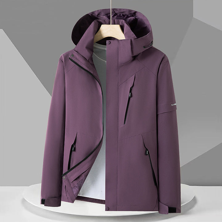 Men's technical softshell jacket with hood, windproof membrane, and chest zipper pocket Amarae