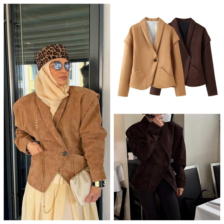 Ladies elegant suede jacket with trendy pockets Lune London