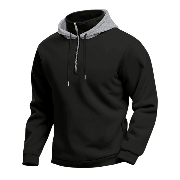 Men's hooded sweatshirt with half zipper and internal drawstring Lune London