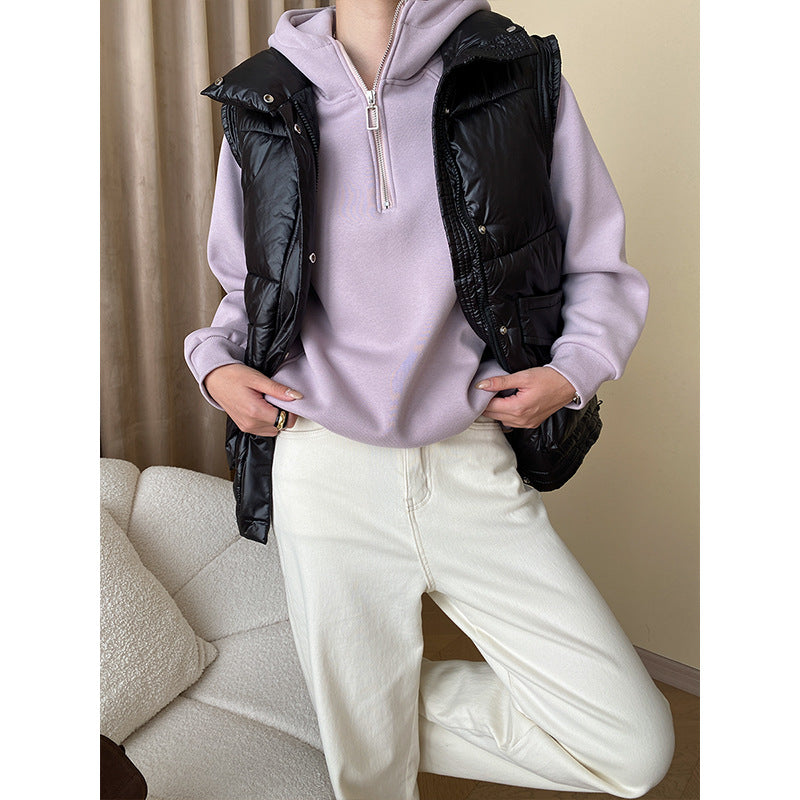Women's Comfortable Hoodie with Half-Zip Chic & Stil