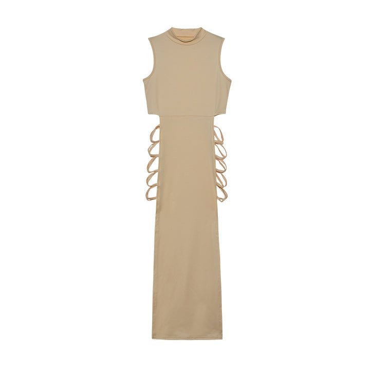 Maxi sleeveless dress with cutouts for women with laces on the side Lune London