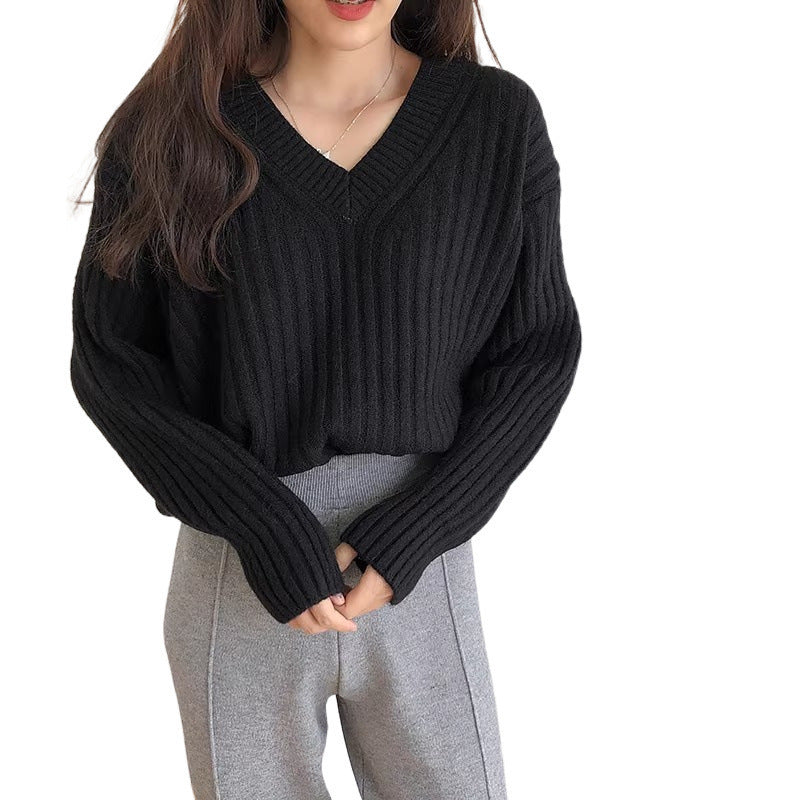 Pull femme en maille fine avec décolleté en V et coupe décontractée Chic & Stil