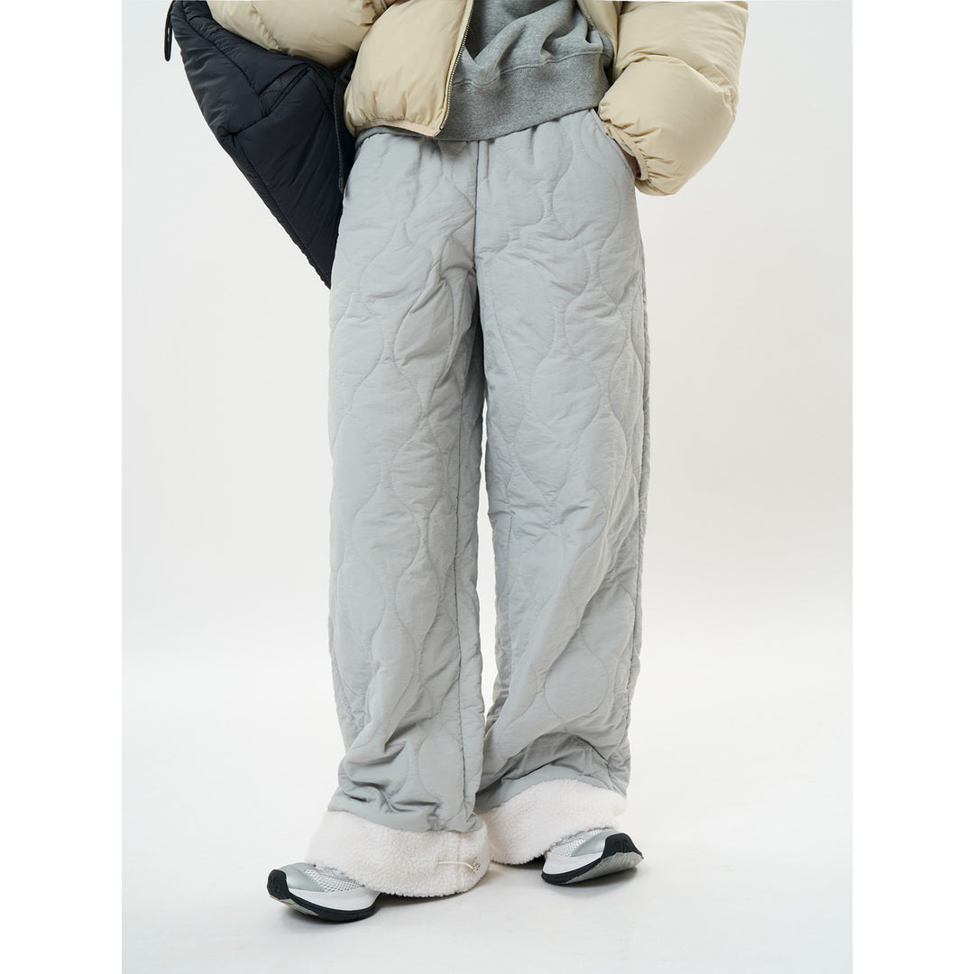 Women's Quilted Palazzo Pants with Teddy Cuffs and Drawstring Amarae