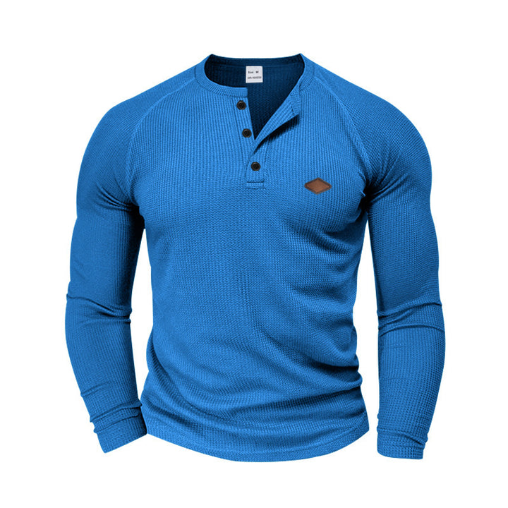 Long sleeve shirt for men in textured fabric with practical buttons Amarae