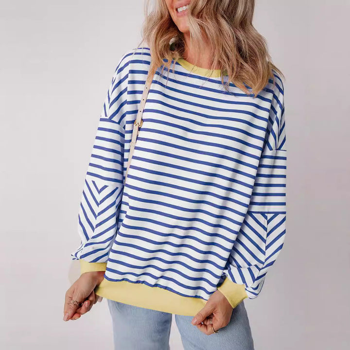 Women's casual striped sweatshirt with boxy cut and contrasting finishes Amarae