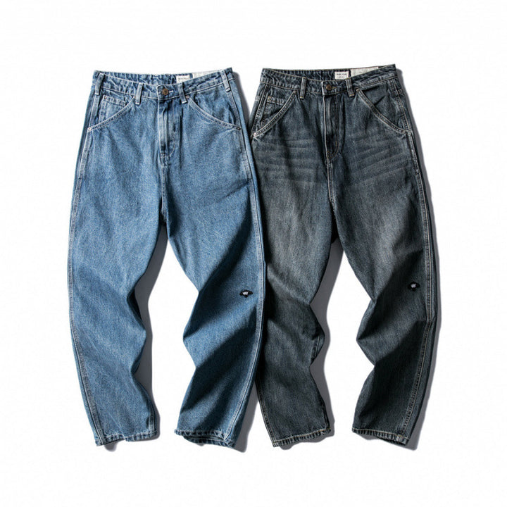 Men's Wide Baggy Jeans made of robust denim with a high waist and used wash Amarae