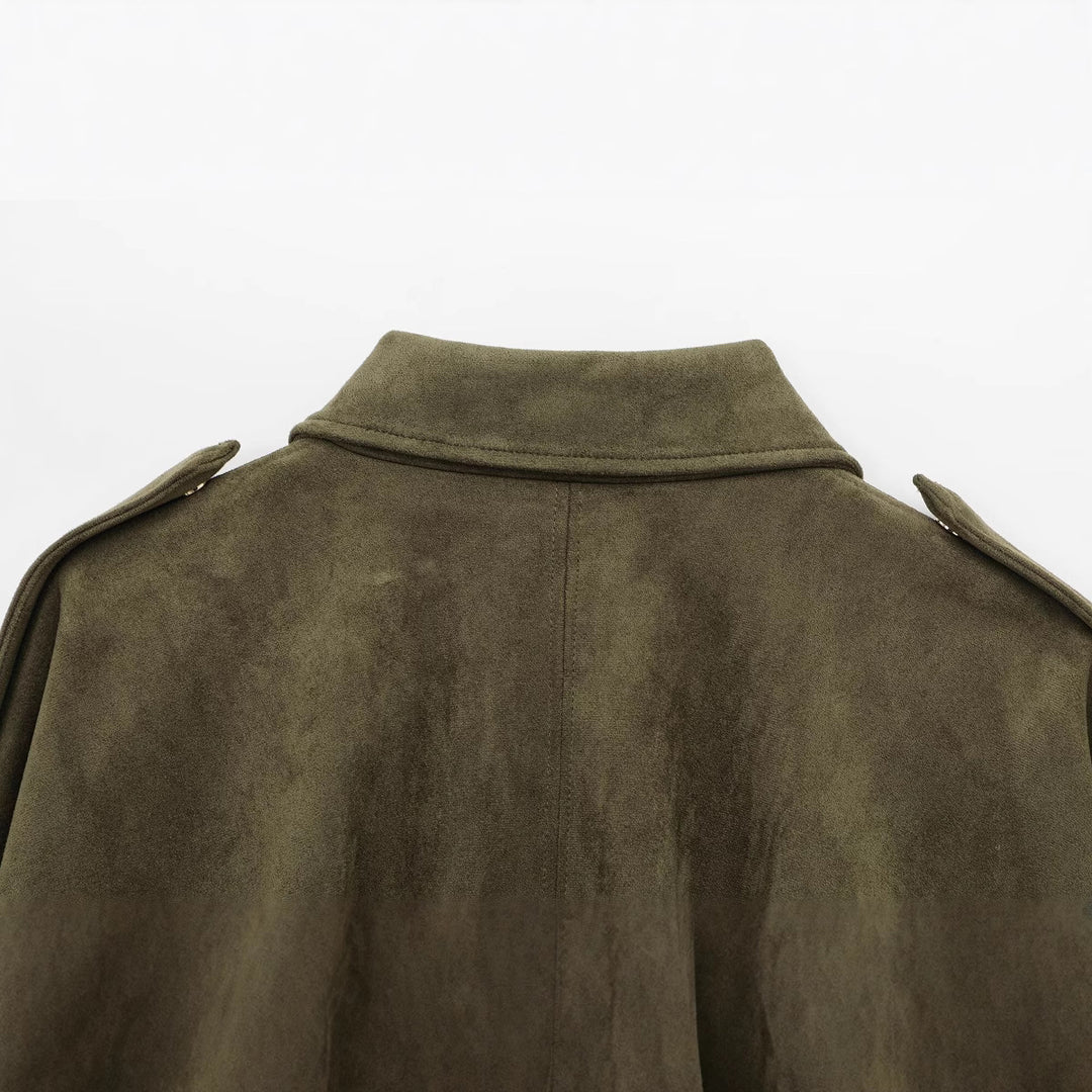 Ladies oversized synthetic leather garment with modern cut and trendy cord Amarae