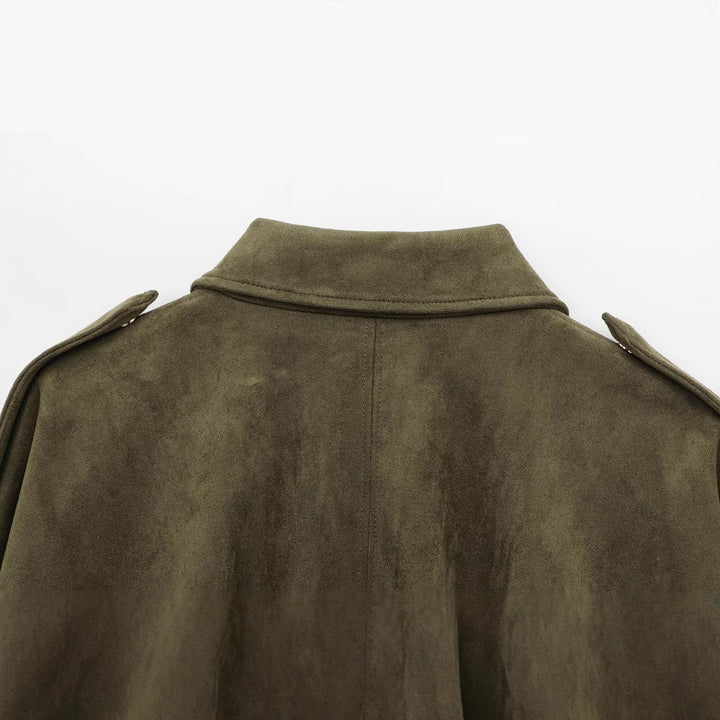 Ladies oversized synthetic leather garment with modern cut and trendy cord Amarae