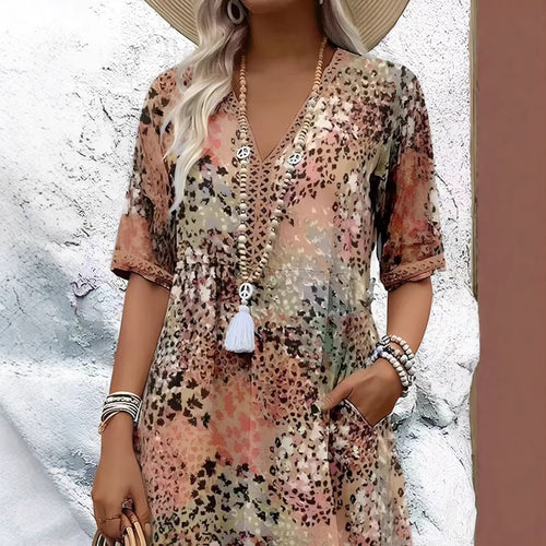 Casual midi dress for women with side pockets Amarae