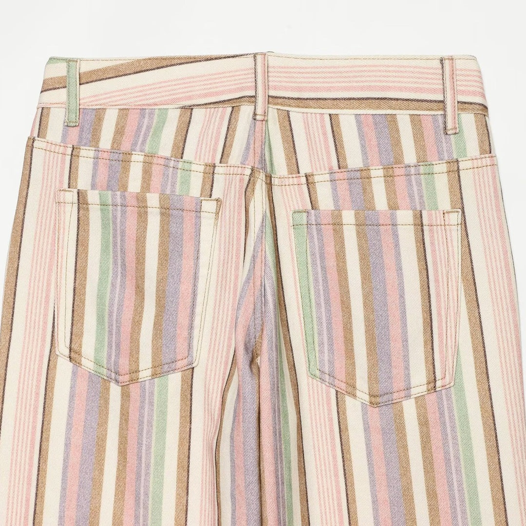 Ladies Wide High-Waist Jeans with Long Stripe Pattern Amarae