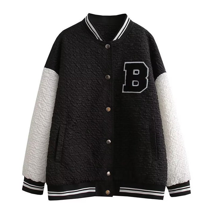 Sporty bomber jacket for women with textured upper material and chic and stylish details