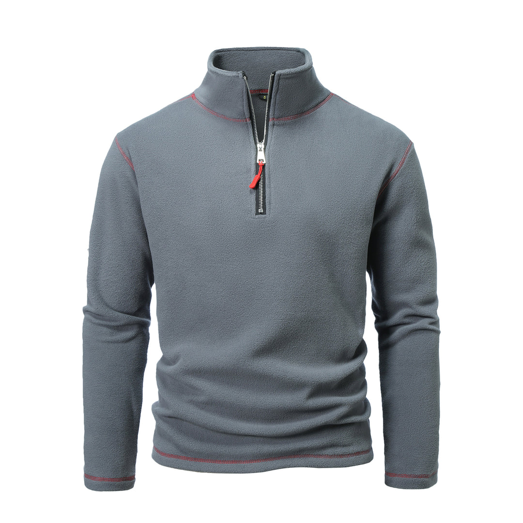 Fleece pullover for men with high collar and half-zip Lune London