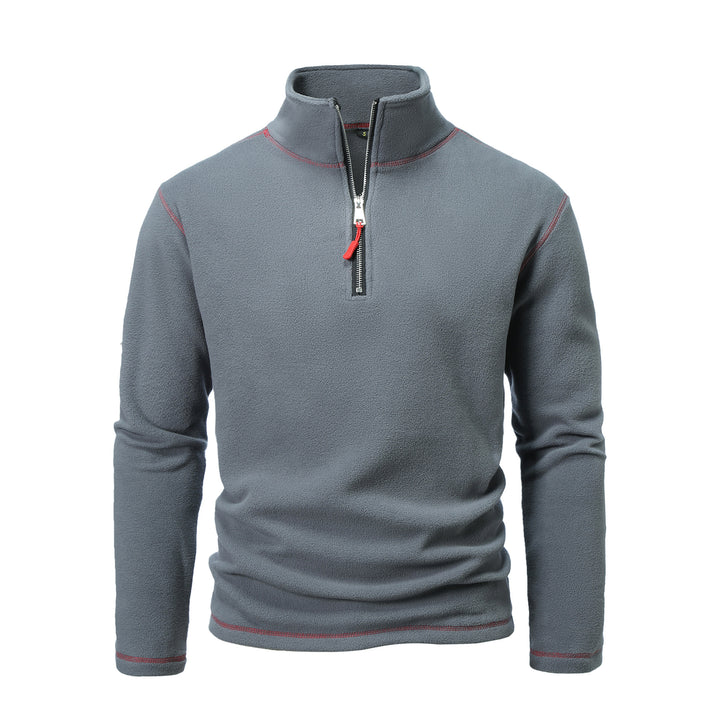 Fleece pullover for men with high collar and half-zip Lune London