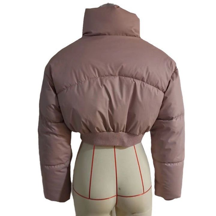 Ladies cropped down jacket with high collar and elastic waist Lune London