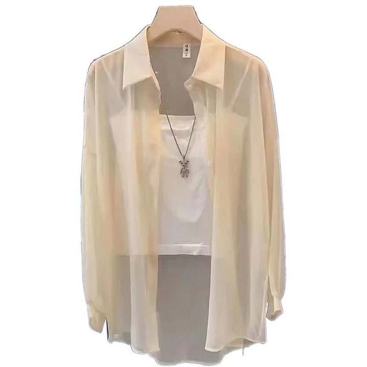 Femme Transparent Button-Down Layered Tunic Lune London