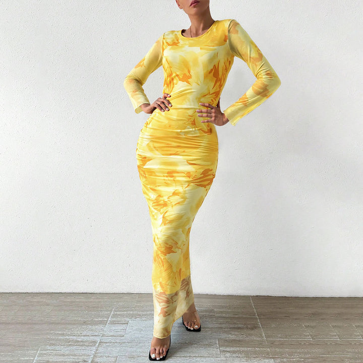Robe maxi élégante pour femmes avec motif floral et coupe longue Chic & Stil