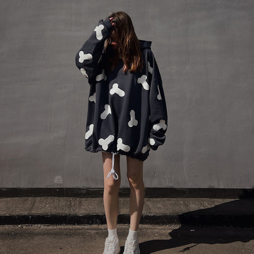 Women's hoodie with creative heart pattern and oversized relaxed fit Amarae